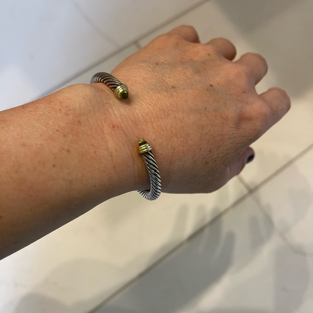 Cable Classics Bracelet in Sterling Silver with Peridot and 14K Yellow Gold - Picture 5 of 6